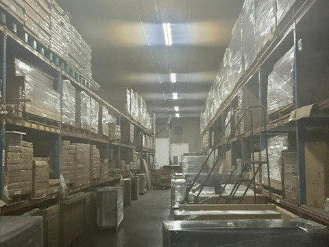 Warehouse lighting and storage aisles