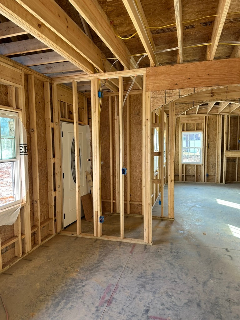Residential rough-in at framed entry