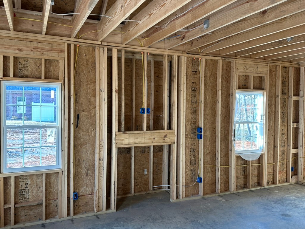 Wall and ceiling wiring during construction